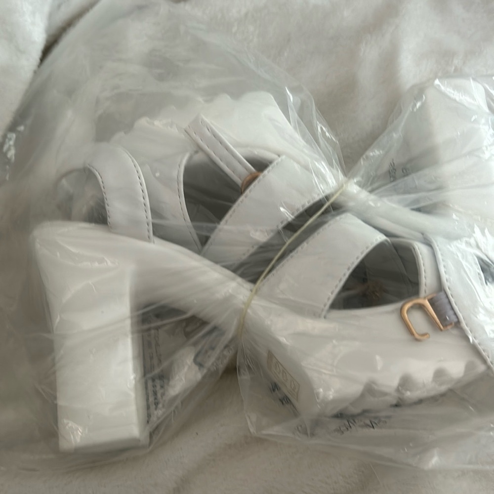 White Faux Leather Heels ~ Size 6